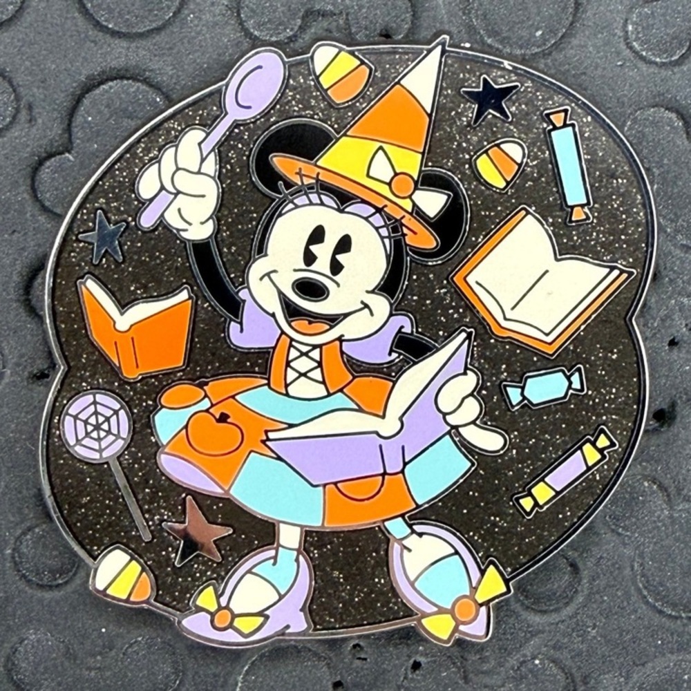 Disney parks Halloween Minnie Mouse witch costume candy glitter trading pin